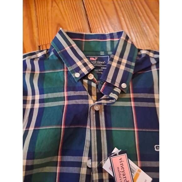 VINEYARD VINES Performance Slim Tucker Plaid Flannel Men Small Red Green NWT $98 - Picture 3 of 3
